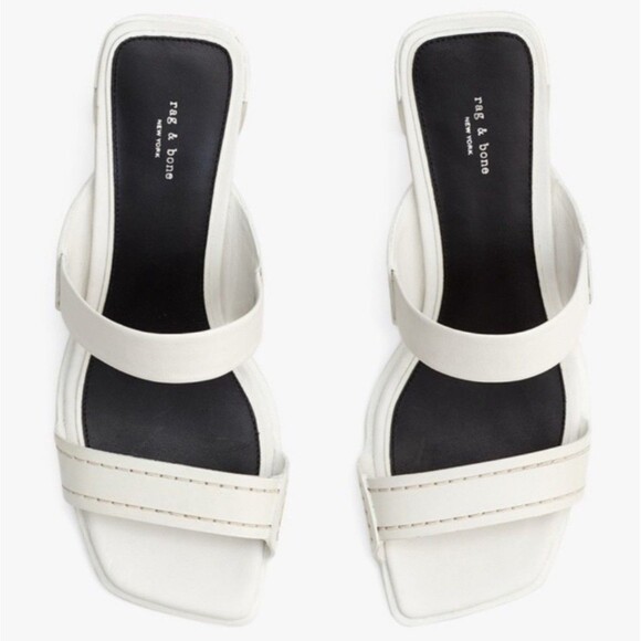 Rag & Bone Colt Leather Slip On Sandal In Brightest White Sz 10 - Picture 1 of 9
